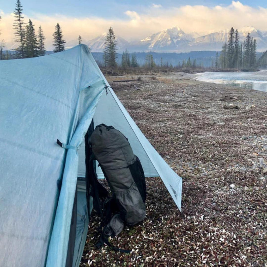 MSR Hubba Hubba Nx2 camping tent in the mountains with two people