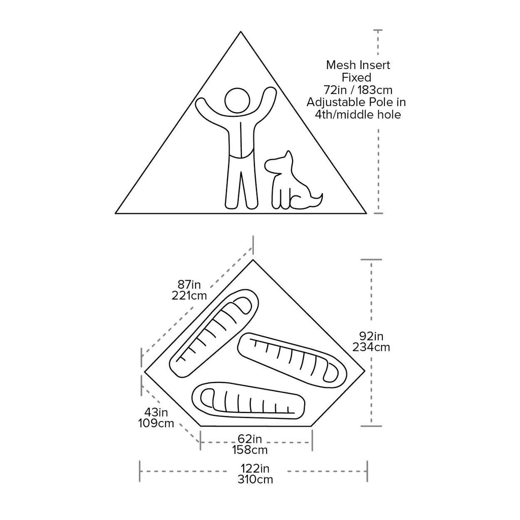 Big Agnes Gold Camp UL3 Mesh Dimensions