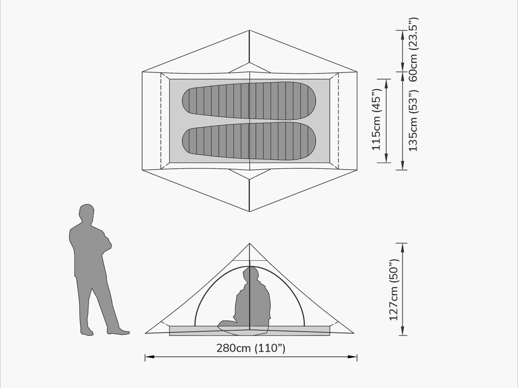 Bonfus Duos 2P DCF 0.75 Ultralight Tent Specification