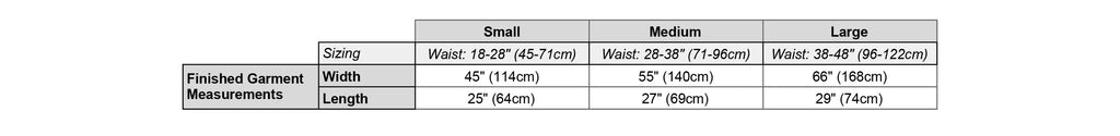 Enlightened Equipment Rain Wrap Kilt Measurements