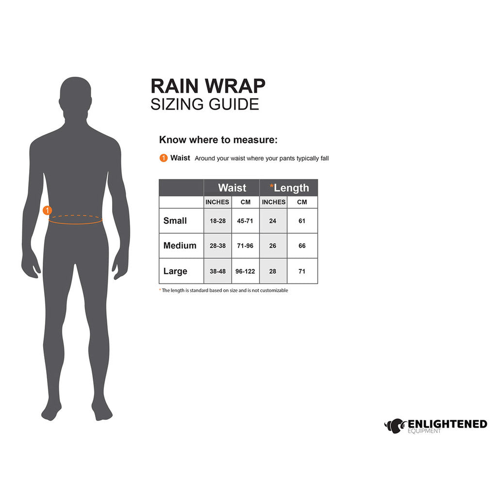 Enlightened Equipment Rain Wrap Kilt Sizing Guide