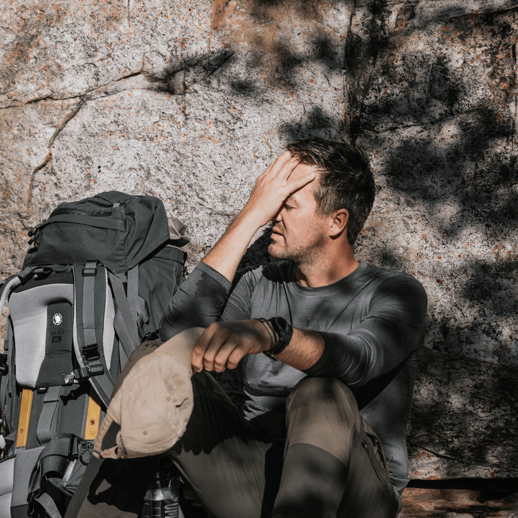 Fjallraven Men's Abisko Wool Long Sleeved Base Layer / First Layer Lifestyle Close Up
