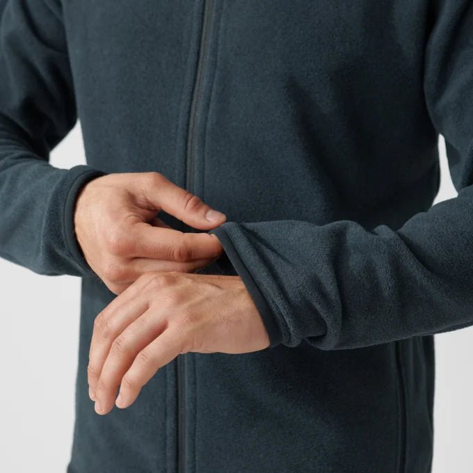 Fjallraven Men's Sten Fleece Model Upper Torso Sleeve Close Up