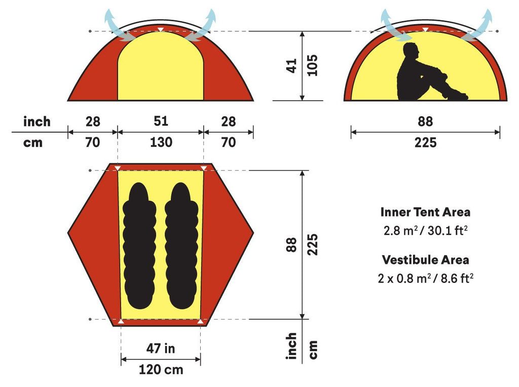 Hilleberg Allak 2 Red Label 2 Person 4 Season Backpacking Tent Measurements