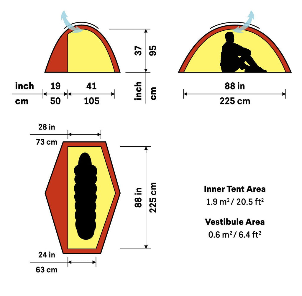 Hilleberg Soulo Red Label 1 Person 4 Season Backpacking Tent Dimensions