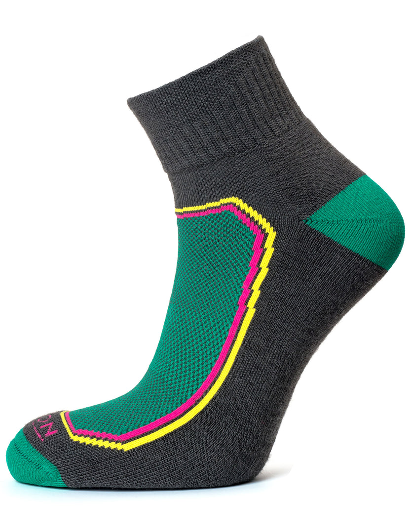 Horizon Socks Premium Merino Quarter Socks Grey Lime