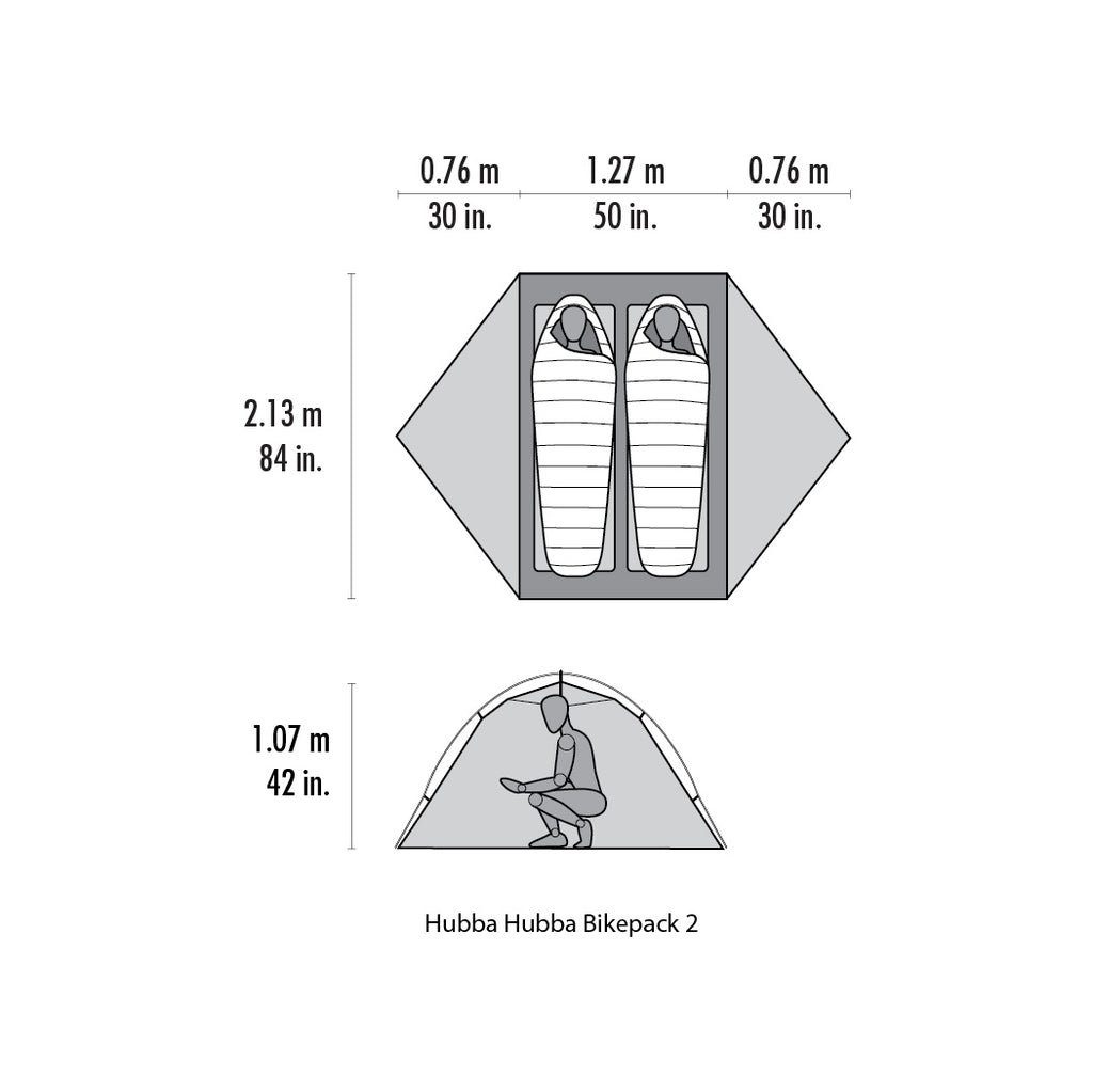MSR Hubba Hubba Bikepack 2 Person Bikepacking Tent Dimensons