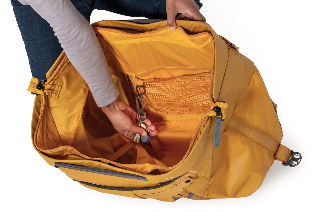 NEMO Double Haul Convertible Duffel Bag 30L With Model Inside Key Example