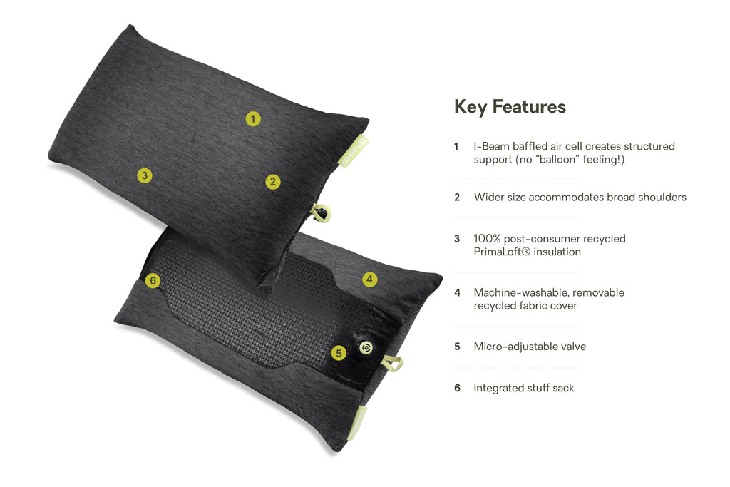 NEMO Fillo Elite Wide Ultralight Backpacking and Camping Pillow Key Features