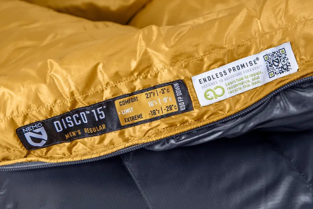 NEMO Men's Disco 15 Down Sleeping Bag Temperature