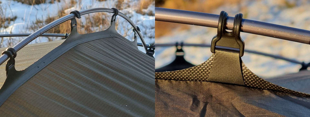 NORTENT Vern 1 Person 4 Season Backpacking Tent Close Up Poles and Clips