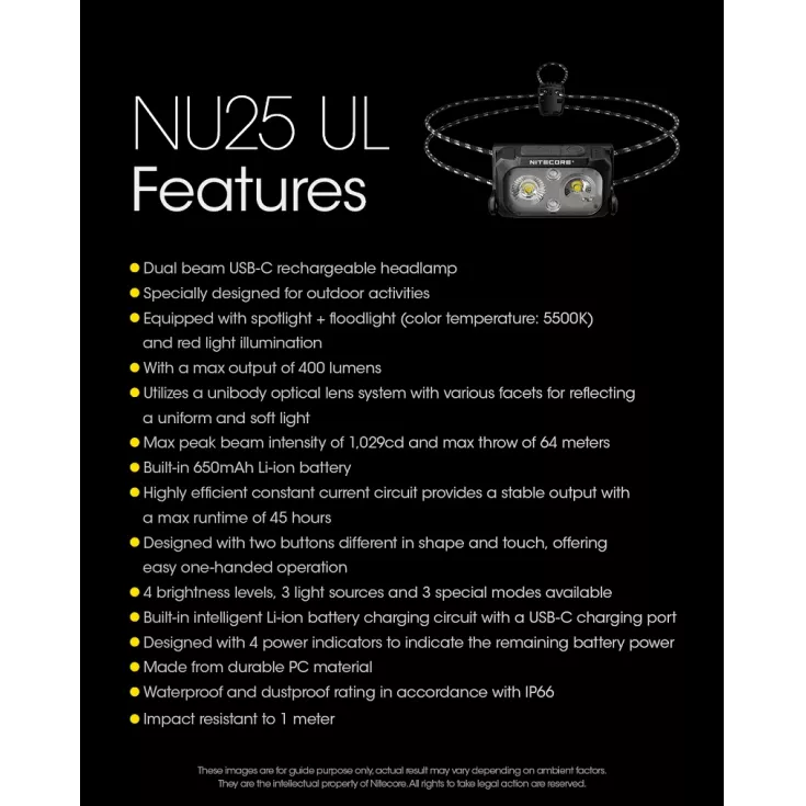 Nitecore NU25 UL Ultralight Head Torch