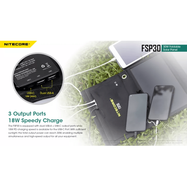 Nitecore FSP30 30W Foldable Solar Panel 18W Speedy Charge