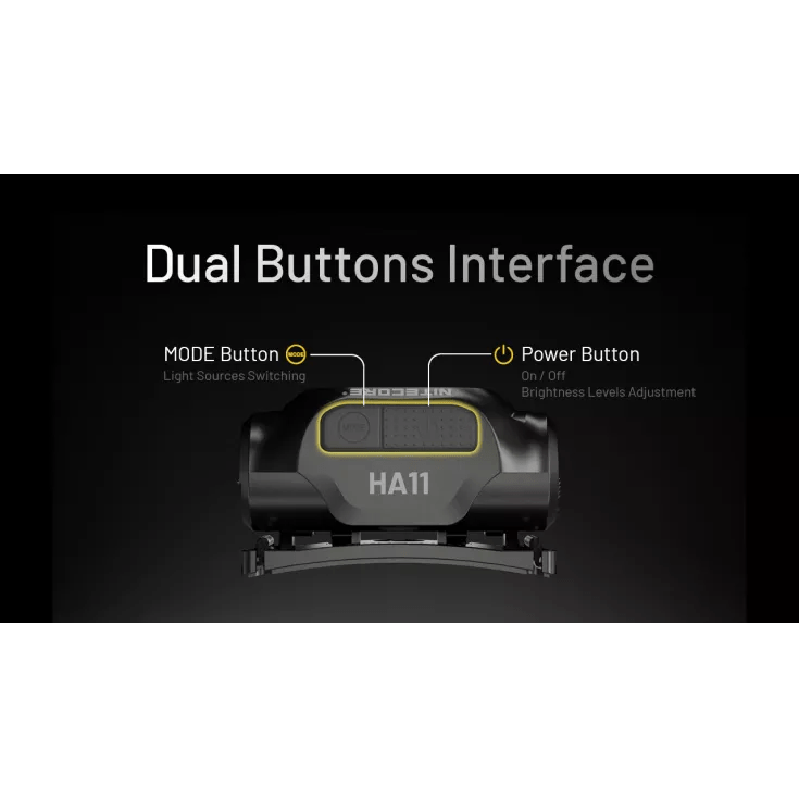 Nitecore HA11 Ultralight Head Torch Ultra Lightweight Dual Buttons Interface