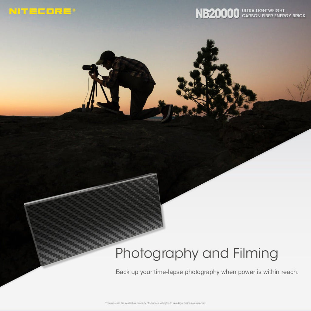 Nitecore NB20000 Carbon Fibre Ultralight Power Bank For Photography and Filming