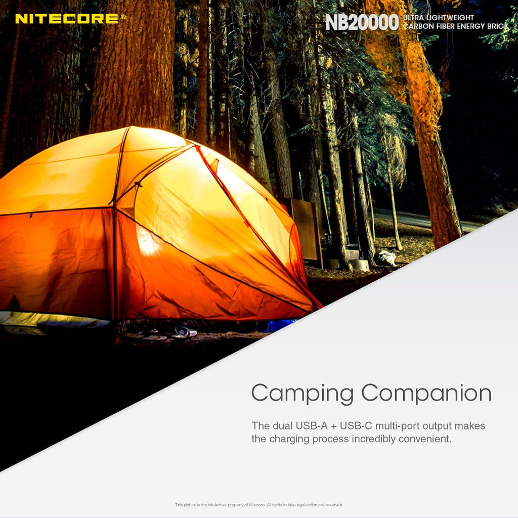 Nitecore NB20000 Carbon Fibre Ultralight Power Bank for Camping