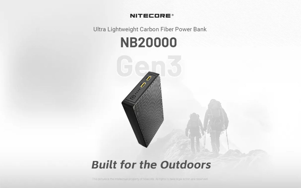 Nitecore NB20000 Gen 3 Carbon Fibre Ultralight Power Bank Graphic