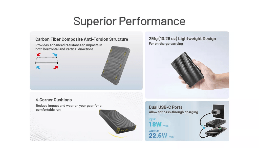 Nitecore NB20000 Gen 3 Carbon Fibre Ultralight Power Bank Superior Performance