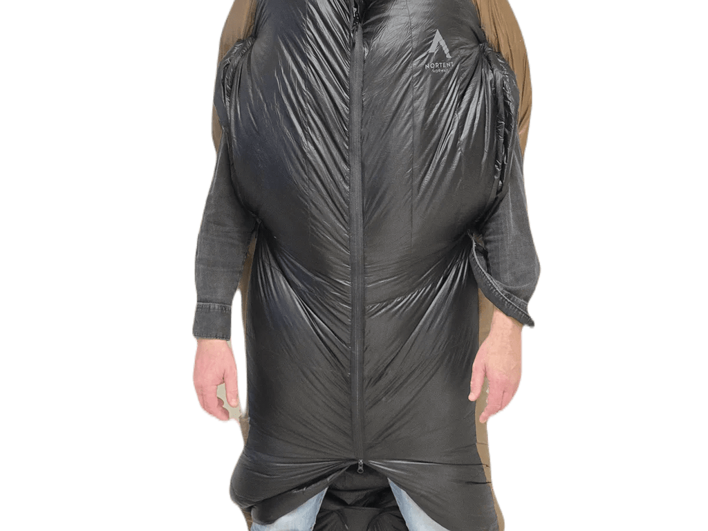 Nortent Lyng -5 and -20C Down Sleeping Bag Worn Front