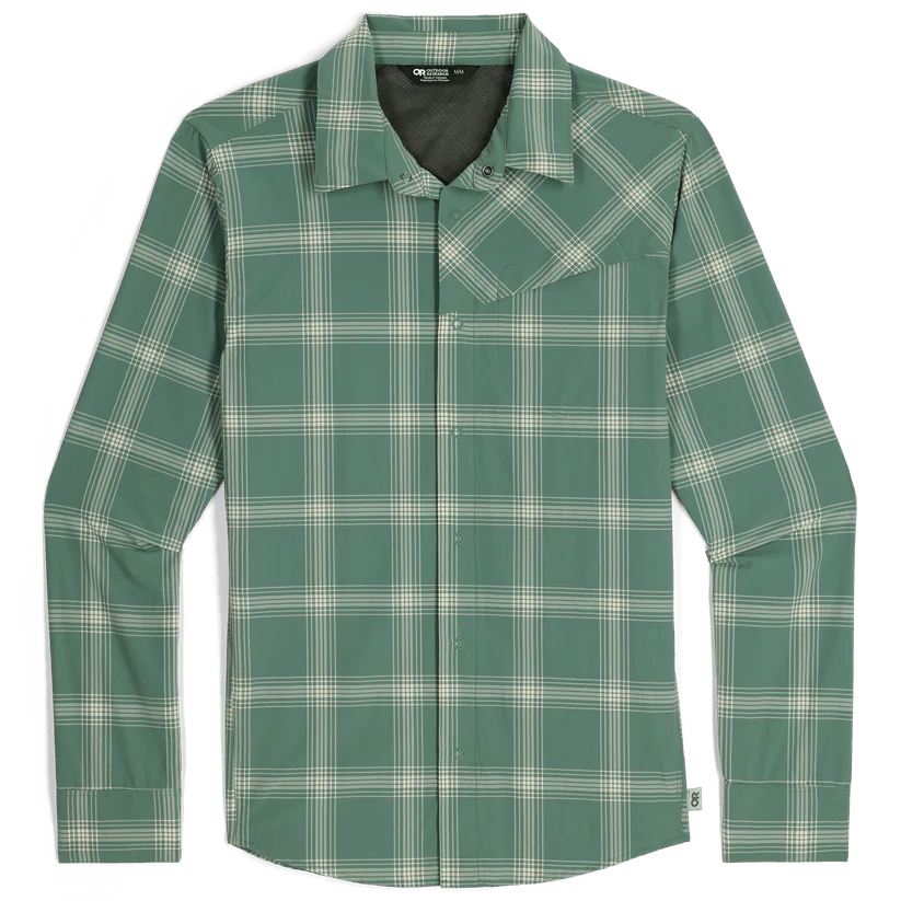 Outdoor Research Astroman Long Sleeve Sun Shirt Front Balsam Plaid