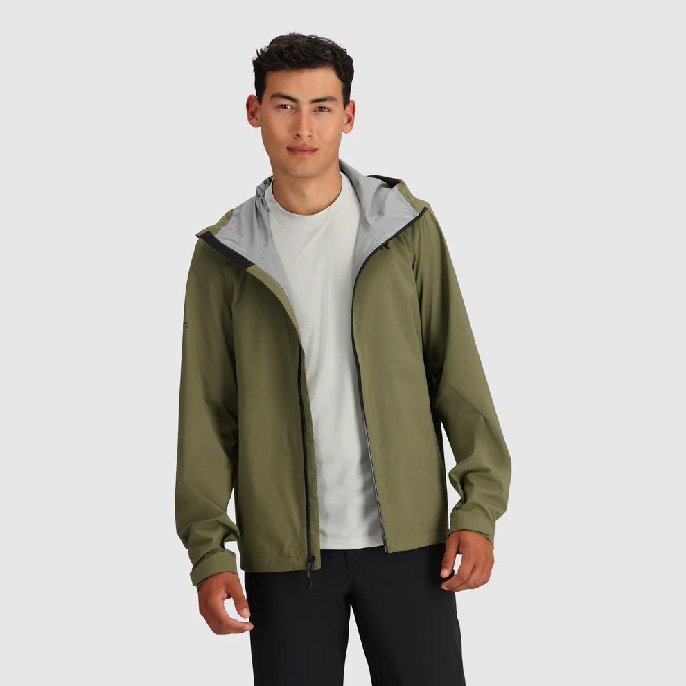 Outdoor Research Men's Stratoburst Stretch Rain Jacket Unzipped 1