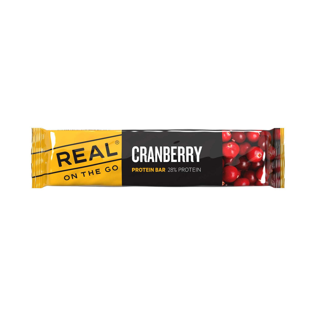 Real Turmat On The Go Cranberry Protein Bar Front