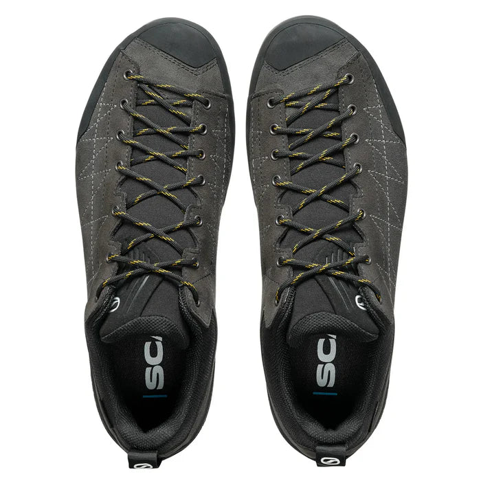 Pair of gray high-top sneakers with brand logo on a white background