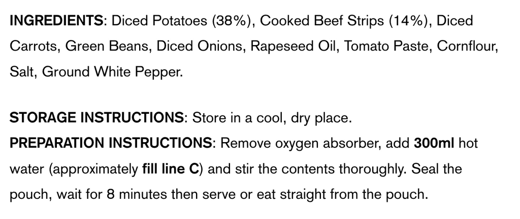 Summit to Eat Beef and Potato Stew Ingredients