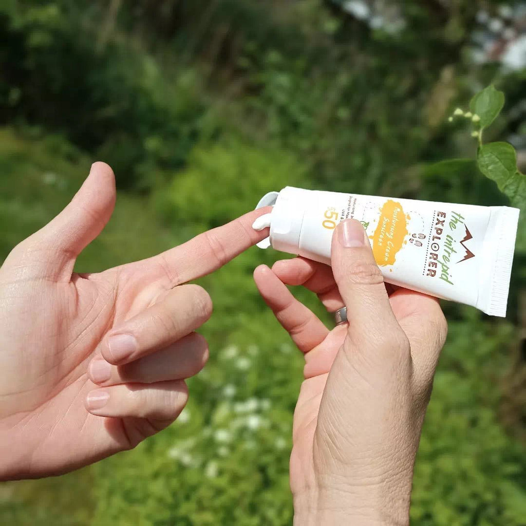 The Intrepid Explorer Travel Size Moisturising SPF 50 Sunscreen 60ml Apply