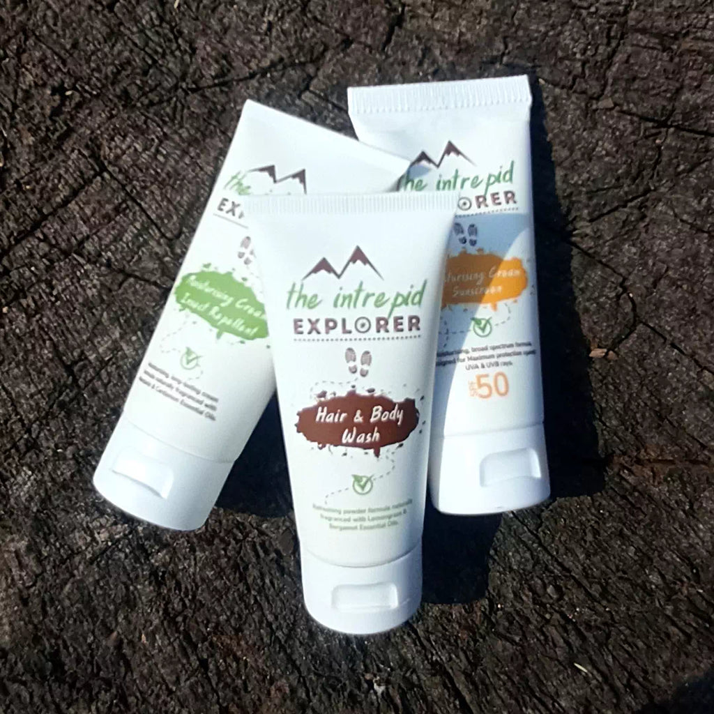 The Intrepid Explorer Travel Size Moisturising SPF 50 Sunscreen 60ml Trio