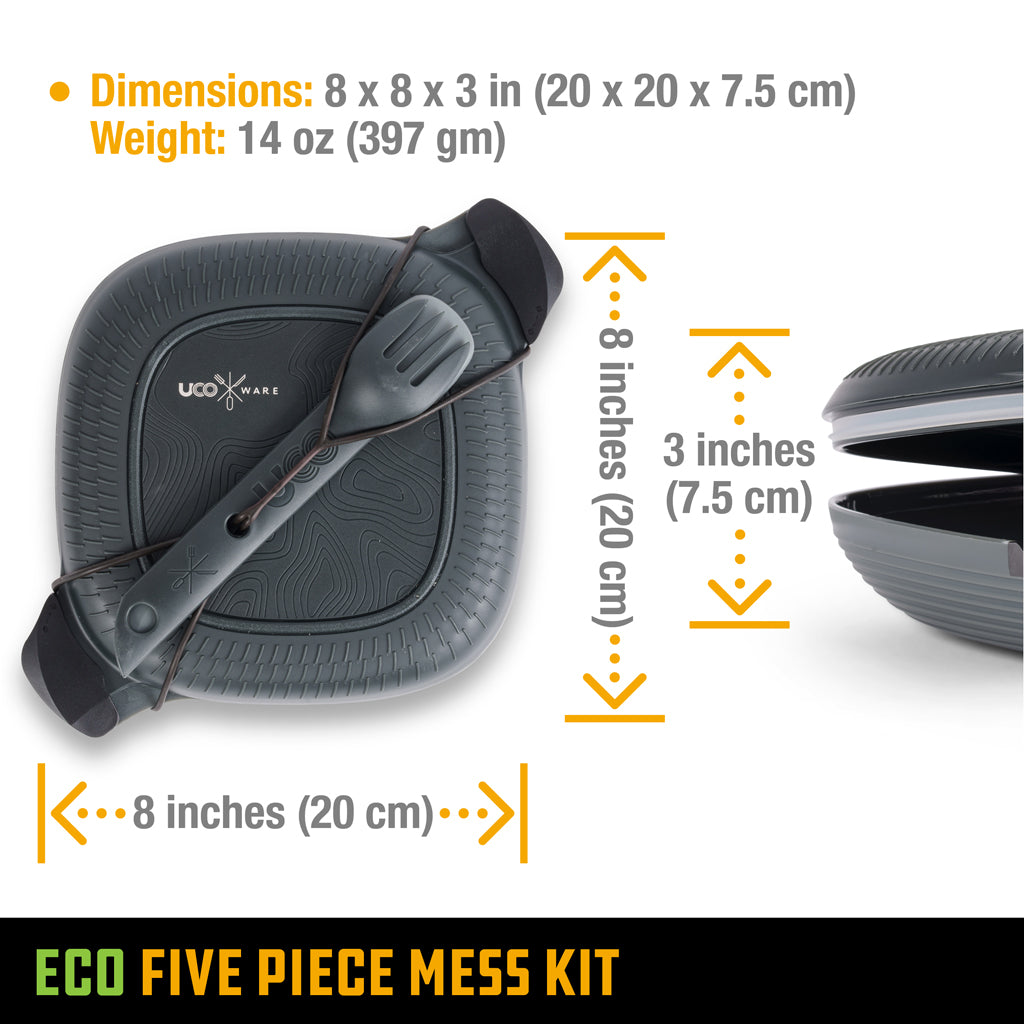 UCO Gear ECO 5 Piece Mess Kit Dimensions