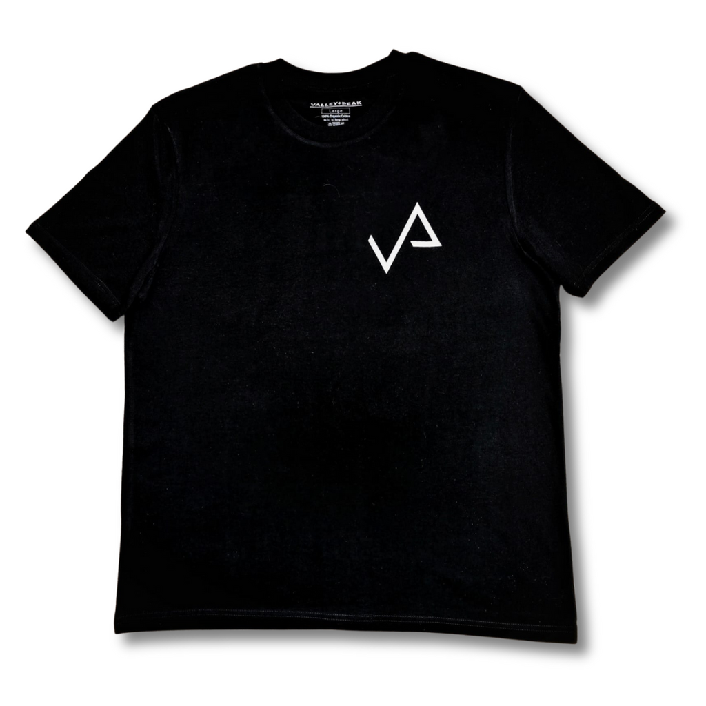 Valley + Peak 'Classic Icon' Organic Cotton T-Shirt Black Front