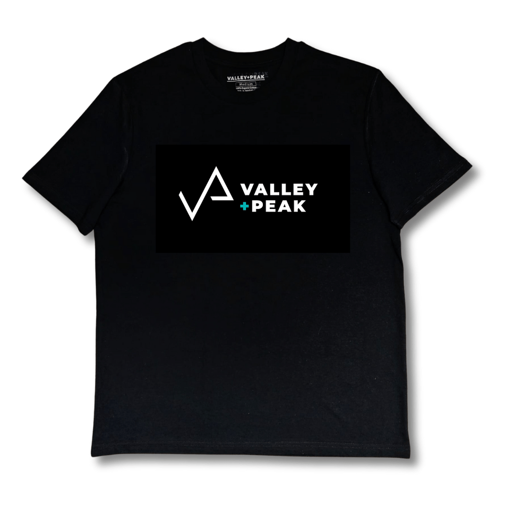 Valley and Peak Classic Logo T Shirt Black Front