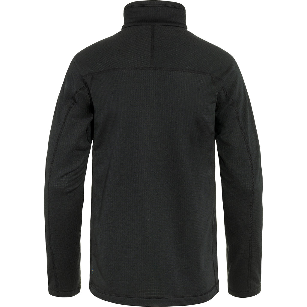 Black fleece shown from the back on a white background