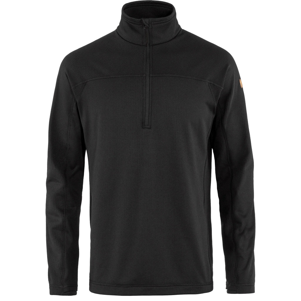 Black long-sleeve pullover with a quarter zip on a white background