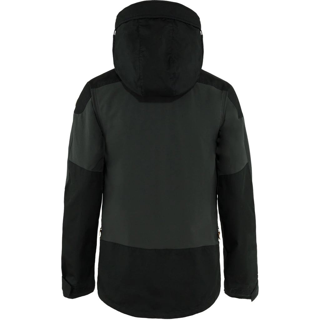 Black jacket with a hood on a white background