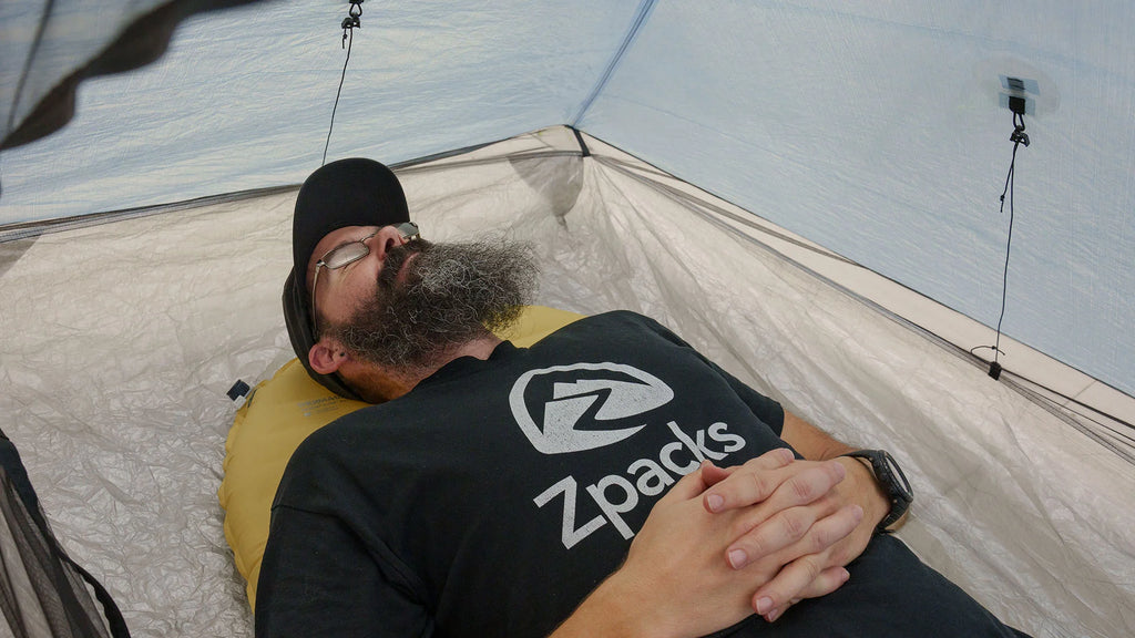 Zpacks Altaplex Lite 1 Person Ultralight Tent with person inside