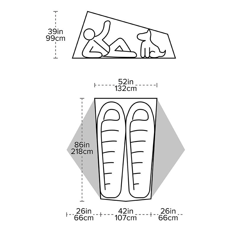 Big Agnes Tiger Wall UL2 Solution Dye Backpacking Tent Dimensions