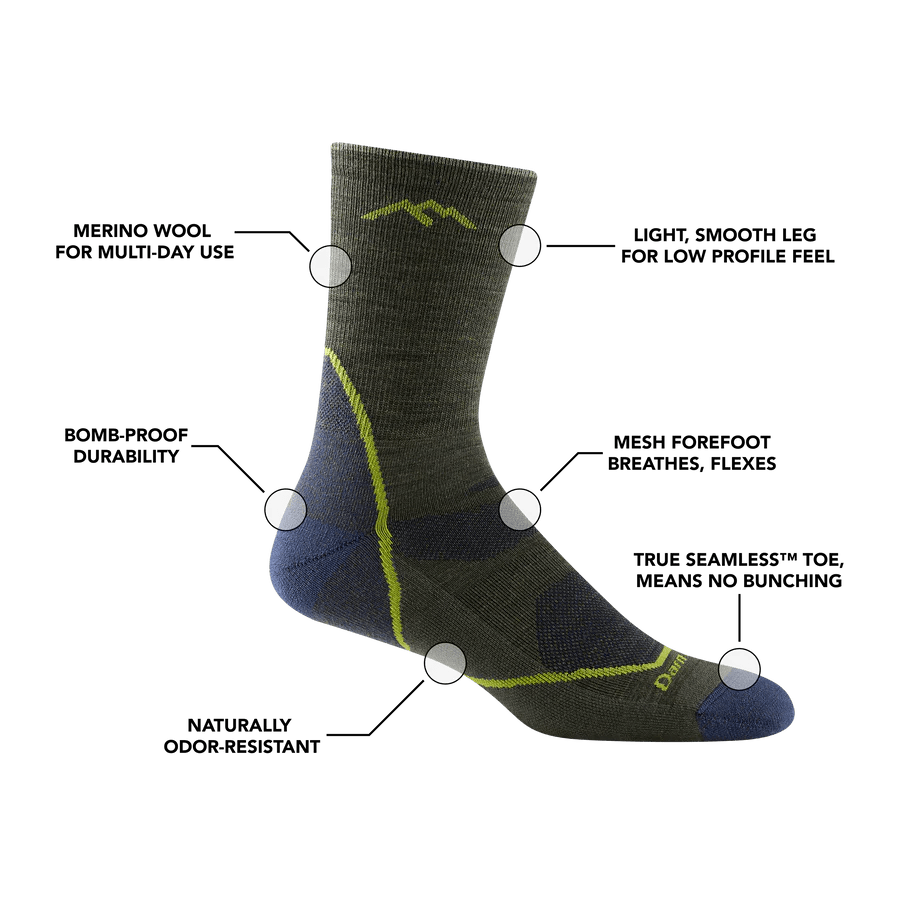 Darn Tough Light Hiker Micro Crew Lightweight with Cushion Socks Specifications 