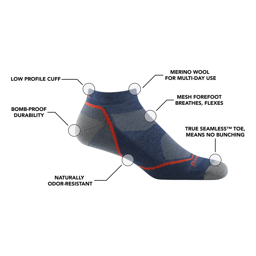 Darn Tough Light Hiker No Show Lightweight with Cushion Socks Specifications