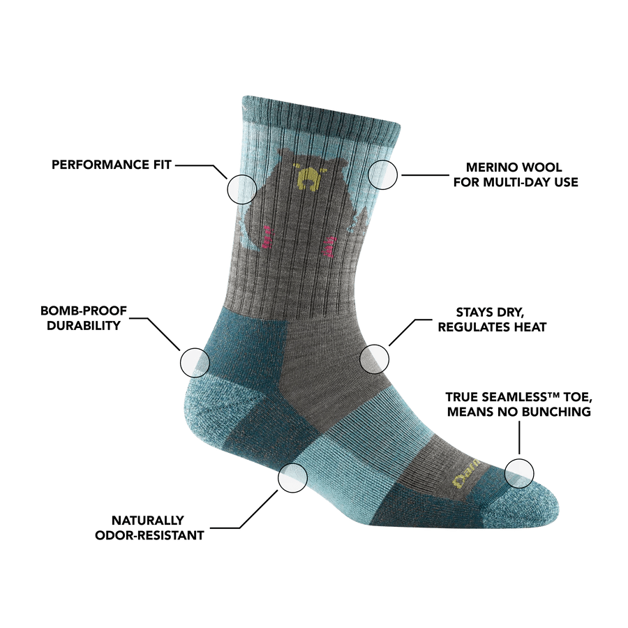 Darn ToughDarn Tough Women's Bear Town Micro Crew Lightweight Hiking Socks