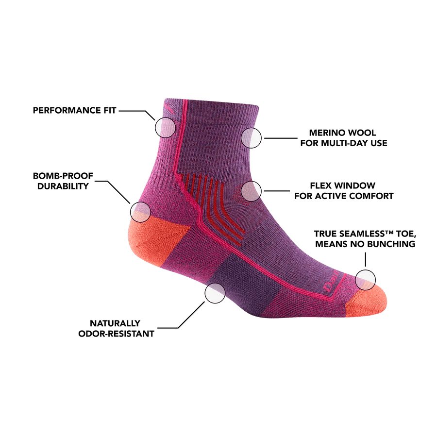 Darn ToughDarn Tough Women's Hiker Quarter Midweight Hiking Socks