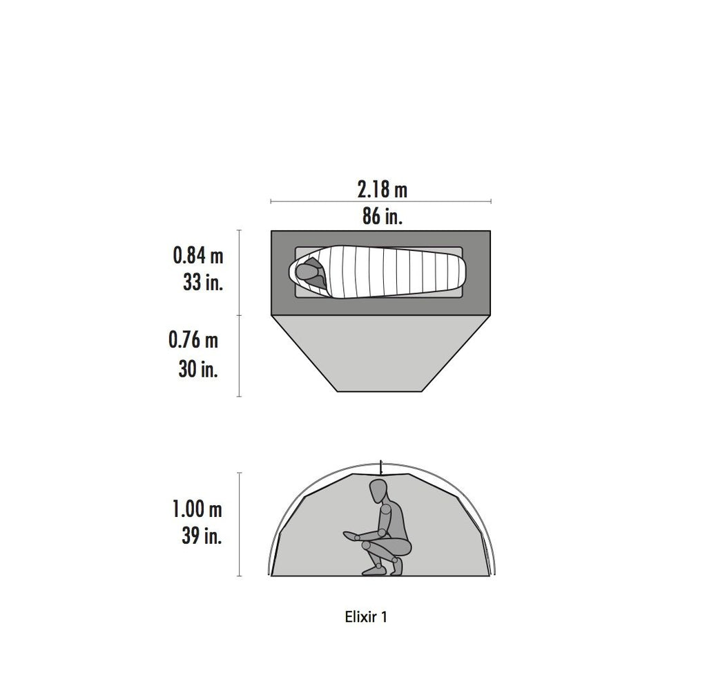 MSR Elixir 1 Backpacking Tent + Footprint Measurements