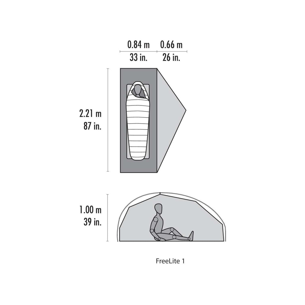 MSR Freelite 1 Person Ultralight Tent Measurements