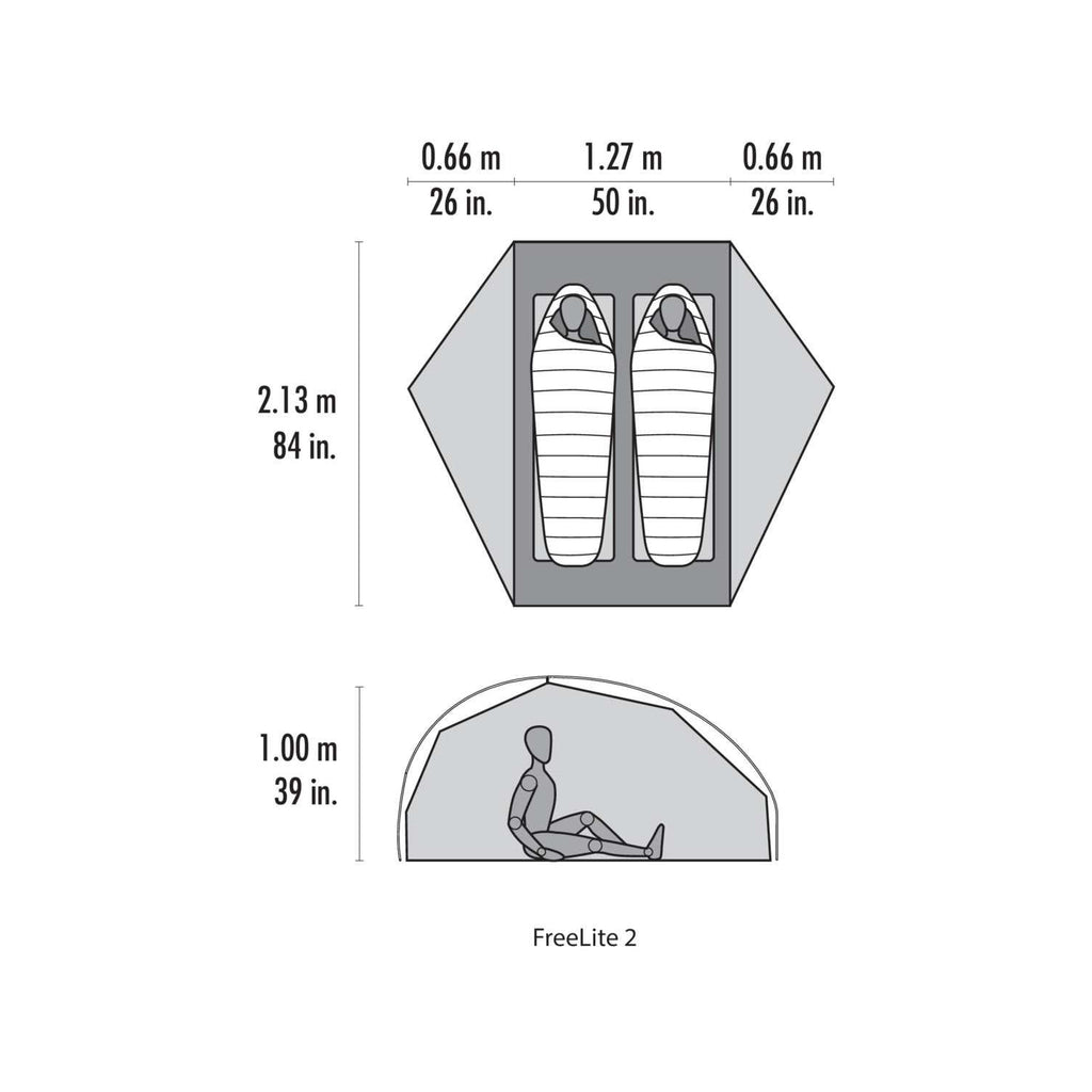 MSR Freelite 2 Person Ultralight Tent Measurements