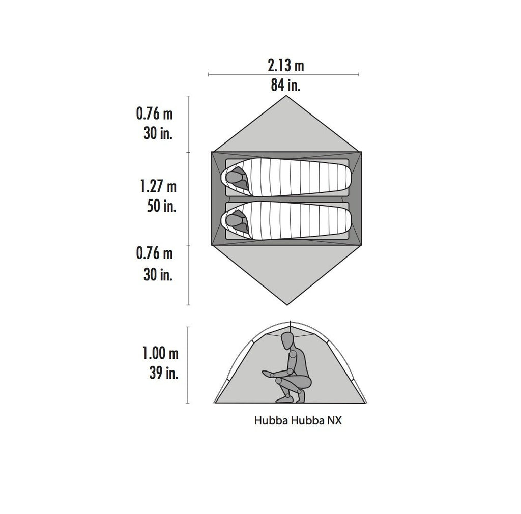 MSR Hubba Hubba NX 2-Person Backpacking Tent Measurements