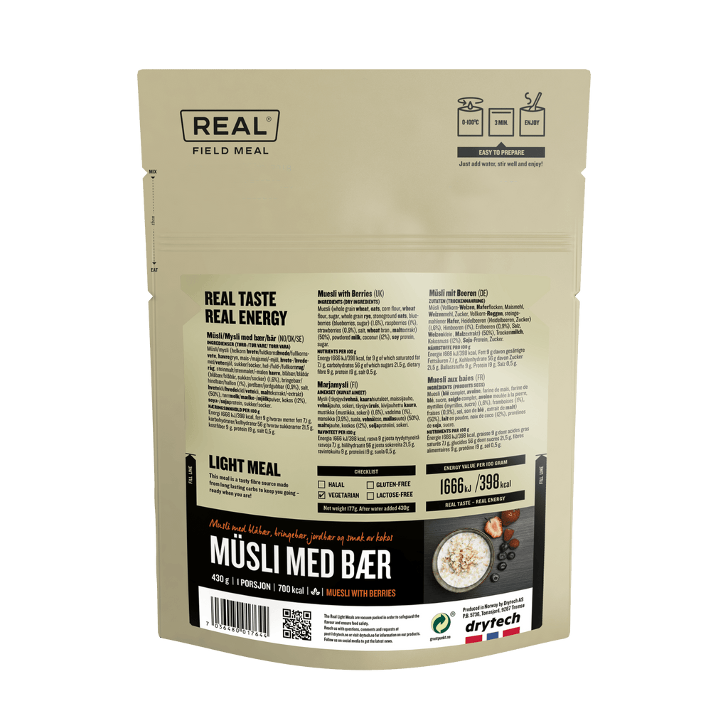 Real Turmat (Field Meal) Muesli with Berries (700kcal)  Ingredients